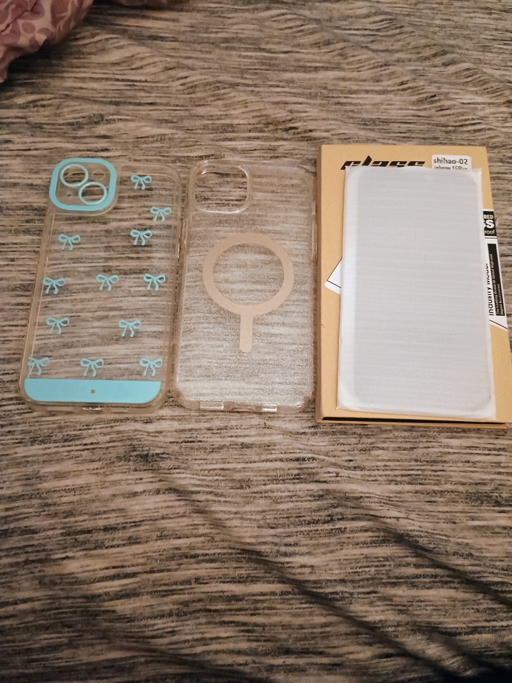 Clear Phone Case with Teal Bow Accents - Protective Accessory